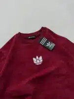 AD Yıkamalı Retro Nakış Detaylı Bisiklet Yaka Tshirt-Bordo - Görsel 3