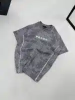 PRD Çift Şeritli Yıkamalı Bisiklet Yaka Tshirt - Gri - Görsel 3