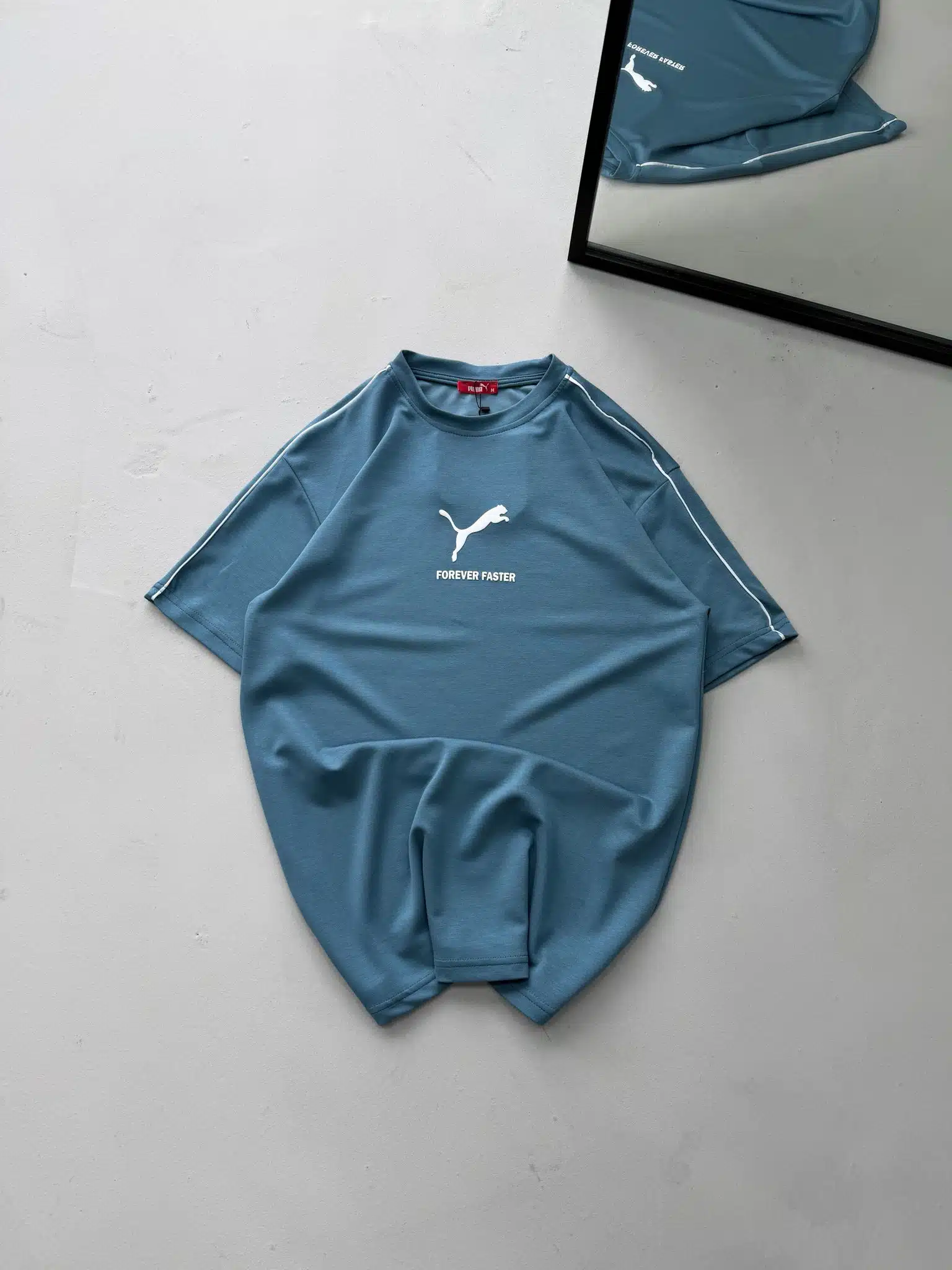 WhatsApp Image 2026-03-24 at 14.16.13 (2) PM Premium Kabartma Baskılı Bisiklet Yaka Tshirt - Mavi - Görsel 1