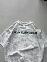 CK Sırt Baskılı Yıkamalı Tshirt - Beyaz - Görsel 3