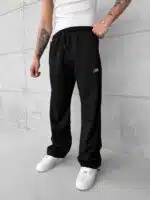 ST Premium Nakış Detaylı Stoper Paça Baggy Eşofman – Siyah