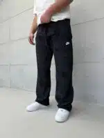 NK Yıkamalı Stoper Paça Baggy Eşofman – Siyah