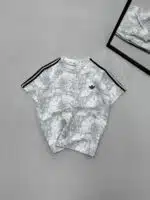 AD 3 Şeritli Yıkamalı Tshirt-Beyaz