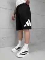 AD Büyük Baskılı Oversize Şort - Siyah - Görsel 3