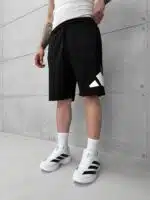 AD Büyük Baskılı Oversize Şort - Siyah