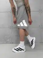 AD Büyük Baskılı Oversize Şort - Gri - Görsel 4