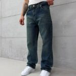 Premium İmzalı Seri Baggy Pantolon - Yeşil Tint Kar Kimyasal Bıyık 2005