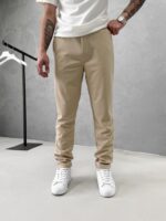 Fit Rahat Pamuklu Yumuşak Kumaş Jogger Pantolon - Krem