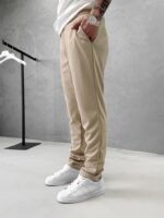 Fit Rahat Pamuklu Yumuşak Kumaş Jogger Pantolon - Krem - Görsel 3