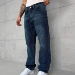 Premium İmzalı Seri Baggy Pantolon - Lacivert Tint Kar Kimyasal Bıyık 2012