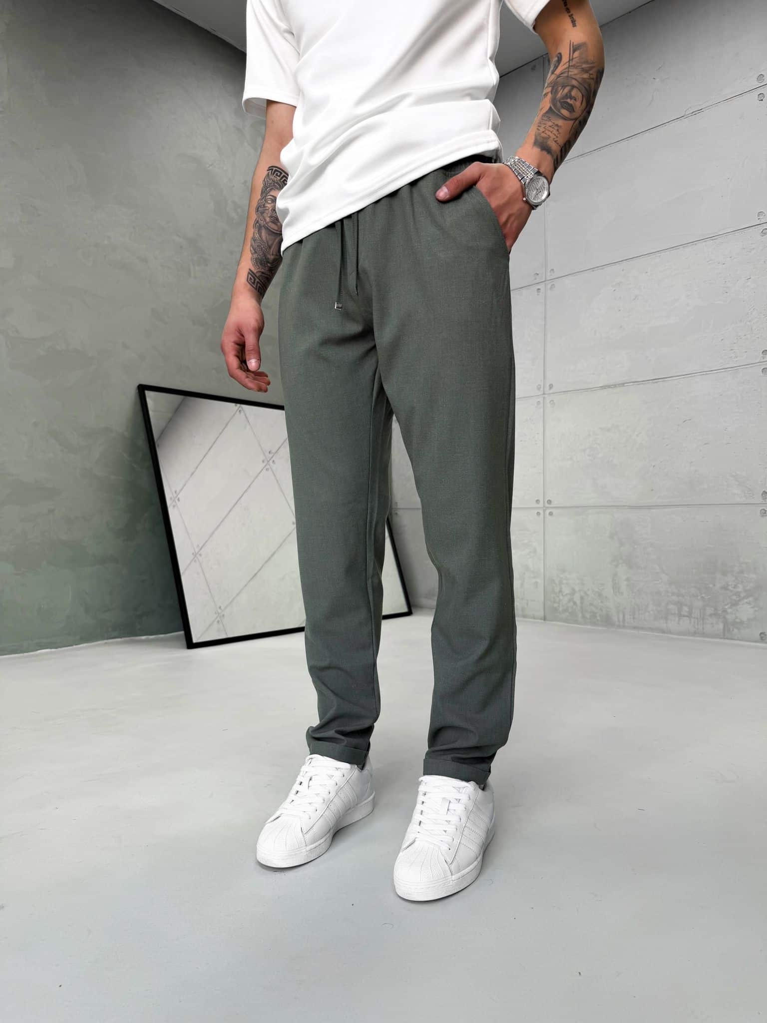 WhatsApp Image 2026-04-30 at 15.51.29awe Premium İmzalı Seri Yumuşak Keten Kumaş Pantolon -Haki Yeşil - Görsel 1
