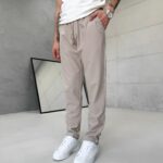 Premium İmzalı Seri Yumuşak Keten Kumaş Pantolon - Krem