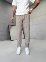 Premium İmzalı Seri Yumuşak Keten Kumaş Pantolon - Krem - Görsel 3
