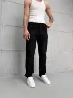 Premium İmzalı Seri Regular Fit Pantolon - Taşlamalı Koyu Siyah 1004