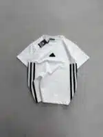 AD Çizgili T-shirt - Beyaz - Görsel 2
