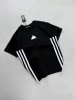 AD Çizgili T-shirt - Siyah