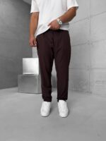 Premium İmzalı Seri Yumuşak  Keten Kumaş Pantolon - Kahverengi - Görsel 3