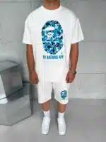 BP Baskılı Şort Takım - Beyaz - Görsel 4