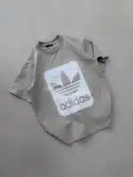 AD Göğüs Baskılı T-shirt - Gri - Görsel 2