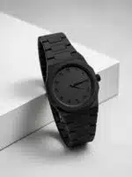Retrograph Sekizgen Kasa Minimalist Kadranlı Analog Kol Saat  [ Siyah]