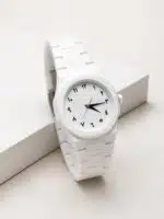 Retrograph Sekizgen Kasa Minimalist Kadranlı Analog Kol Saat  [ Beyaz ]