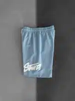 ST Büyük Baskılı Oversize Şort - Bebe Mavisi