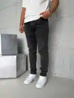 Premium İmzalı Seri Slim Fit Pantolon - Taşlamalı Kömür Gri