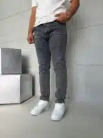Premium İmzalı Seri Slim Fit Pantolon - Taşlamalı Kül Gri
