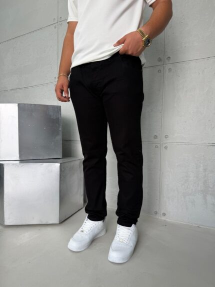 Premium İmzalı Seri Slim Fit Pantolon - Kömür Siyah