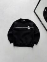 CK Göğüs Baskılı Sweatshirt – Siyah