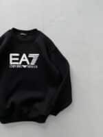 EA7 Göğüs Baskılı Sweatshirt – SİYAH - Görsel 3