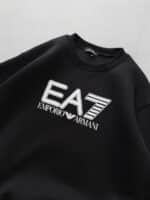 EA7 Göğüs Baskılı Sweatshirt – SİYAH - Görsel 4