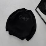 EA7 Göğüs Kabartma Baskılı Sweatshirt – SİYAH