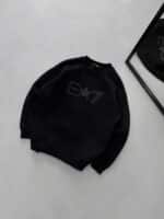 EA7 Göğüs Kabartma Baskılı Sweatshirt – SİYAH