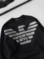 EA7 Göğüs Baskılı Reflektörlü Sweatshirt – SİYAH - Görsel 3