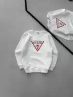 GS Triangle Logo Göğüs Baskılı Sweatshirt – BEYAZ
