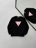 GS Triangle Logo Göğüs Baskılı Sweatshirt – SİYAH