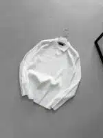 Kendinden Desenli Hemşire Yaka Premium Poliamid Triko - Beyaz - Görsel 2