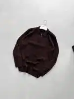 Dikey Düz Çizgili Yarım Fermuarlı Premium Poliamid Triko - Kahverengi - Görsel 2
