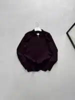 Dikey Düz Çizgili Yarım Fermuarlı Premium Poliamid Triko - Bordo