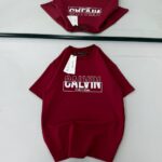 CK Göğüs Baskılı Oversize Tshirt -Bordo