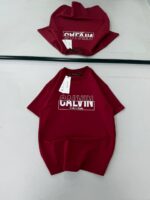 CK Göğüs Baskılı Oversize Tshirt -Bordo