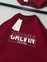 CK Göğüs Baskılı Oversize Tshirt -Bordo - Görsel 2