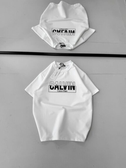 CK Göğüs Baskılı Oversize Tshirt -Beyaz