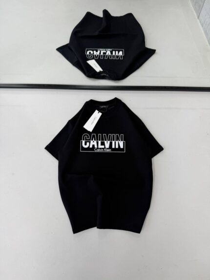 CK Göğüs Baskılı Oversize Tshirt -Siyah