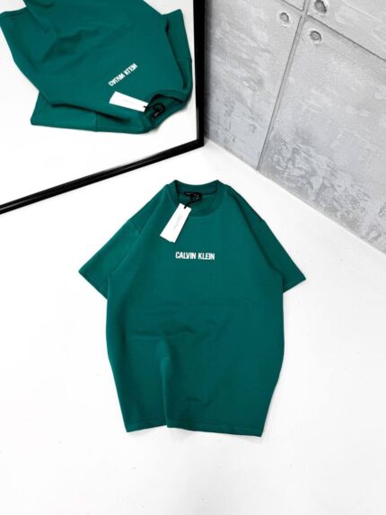 CK Göğüs & Sırt Baskılı Oversize Tshirt -Yeşil