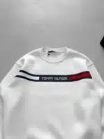 TM Göğüs Baskılı 3 İplik Oversize Sweatshirt – Beyaz - Görsel 3