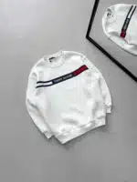 TM Göğüs Baskılı 3 İplik Oversize Sweatshirt – Beyaz - Görsel 2