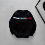 TM Göğüs Baskılı 3 İplik Oversize Sweatshirt – Siyah