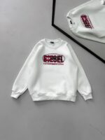 DL Göğüs Baskılı 3 İplik Oversize Sweatshirt – Beyaz